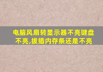 电脑风扇转显示器不亮键盘不亮,拔插内存条还是不亮