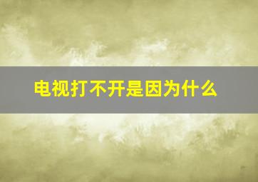 电视打不开是因为什么