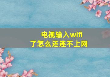 电视输入wifi了怎么还连不上网