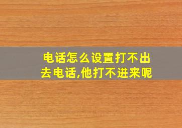 电话怎么设置打不出去电话,他打不进来呢