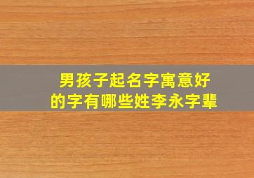 男孩子起名字寓意好的字有哪些姓李永字辈