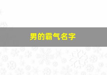 男的霸气名字