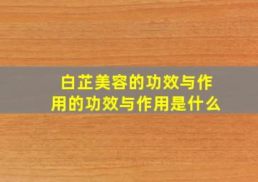 白芷美容的功效与作用的功效与作用是什么