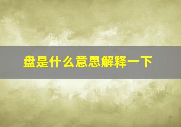 盘是什么意思解释一下