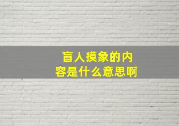 盲人摸象的内容是什么意思啊