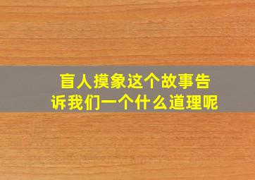 盲人摸象这个故事告诉我们一个什么道理呢