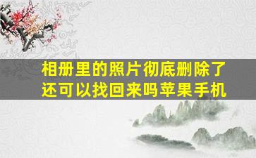 相册里的照片彻底删除了还可以找回来吗苹果手机