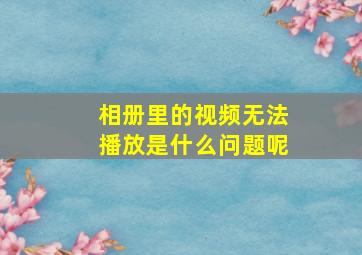 相册里的视频无法播放是什么问题呢