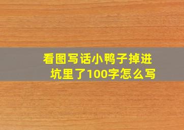 看图写话小鸭子掉进坑里了100字怎么写