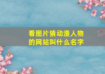 看图片猜动漫人物的网站叫什么名字