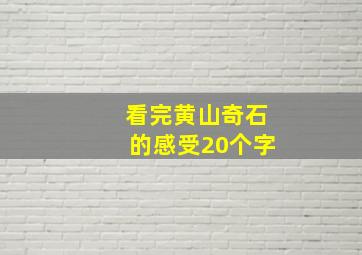 看完黄山奇石的感受20个字