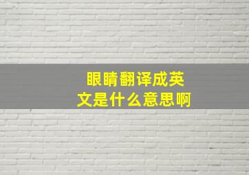 眼睛翻译成英文是什么意思啊