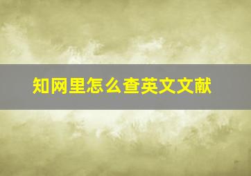 知网里怎么查英文文献