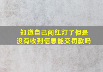 知道自己闯红灯了但是没有收到信息能交罚款吗