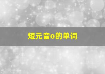 短元音o的单词