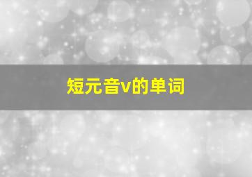 短元音v的单词