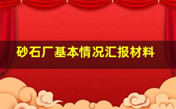 砂石厂基本情况汇报材料