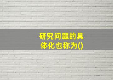 研究问题的具体化也称为()