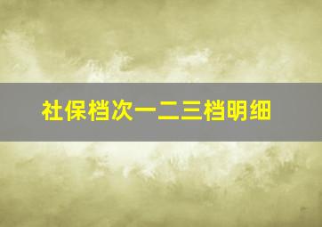 社保档次一二三档明细