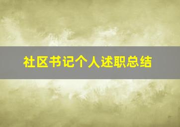 社区书记个人述职总结