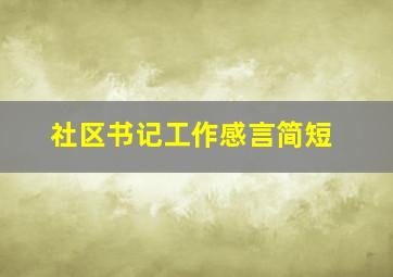 社区书记工作感言简短