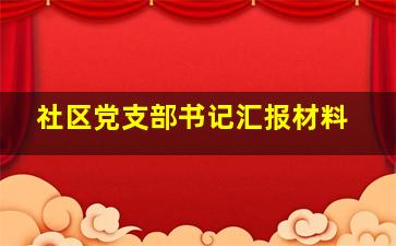 社区党支部书记汇报材料