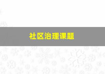 社区治理课题