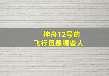 神舟12号的飞行员是哪些人