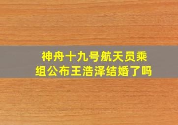 神舟十九号航天员乘组公布王浩泽结婚了吗