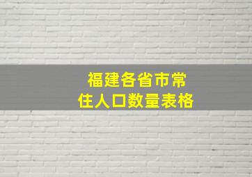 福建各省市常住人口数量表格