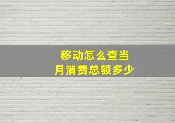 移动怎么查当月消费总额多少