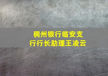 稠州银行临安支行行长助理王凌云