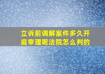 立诉前调解案件多久开庭审理呢法院怎么判的