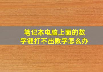 笔记本电脑上面的数字键打不出数字怎么办