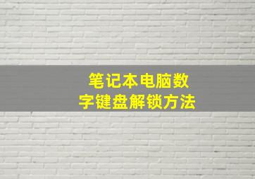 笔记本电脑数字键盘解锁方法