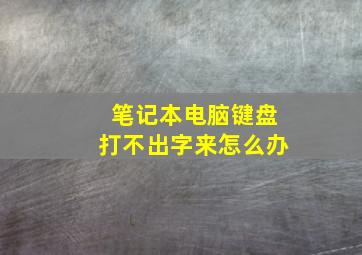 笔记本电脑键盘打不出字来怎么办