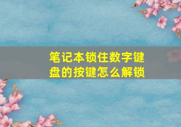 笔记本锁住数字键盘的按键怎么解锁