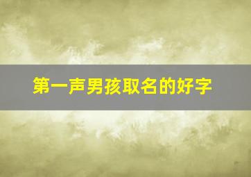 第一声男孩取名的好字