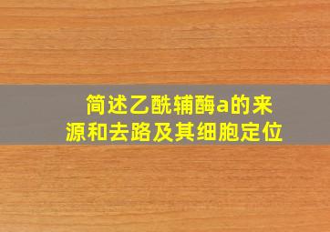 简述乙酰辅酶a的来源和去路及其细胞定位