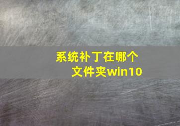 系统补丁在哪个文件夹win10