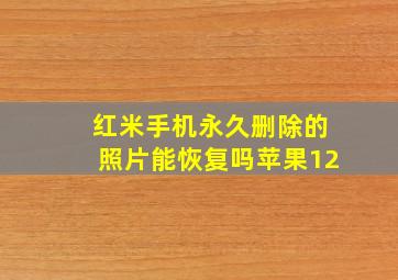 红米手机永久删除的照片能恢复吗苹果12