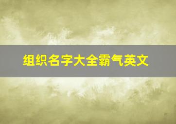 组织名字大全霸气英文