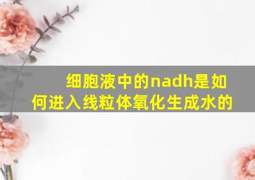 细胞液中的nadh是如何进入线粒体氧化生成水的