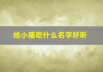 给小猫吃什么名字好听