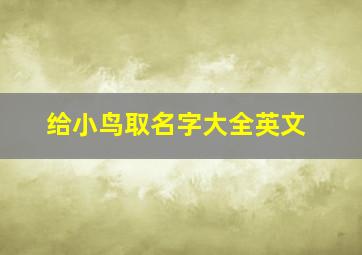 给小鸟取名字大全英文