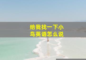 给我找一下小鸟英语怎么说