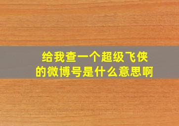 给我查一个超级飞侠的微博号是什么意思啊