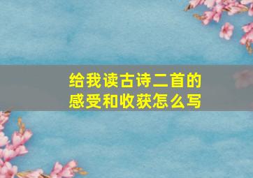 给我读古诗二首的感受和收获怎么写