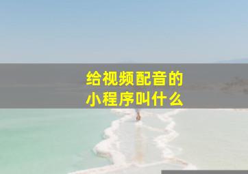 给视频配音的小程序叫什么