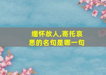 缅怀故人,寄托哀思的名句是哪一句